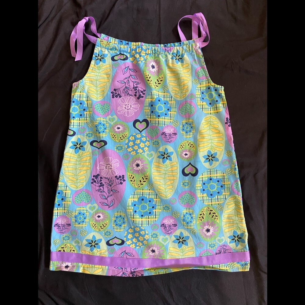 Hanna Andersson 120 6 7 MCM Atomic Pillowcase Dress Sundress Purple Easter Blue
